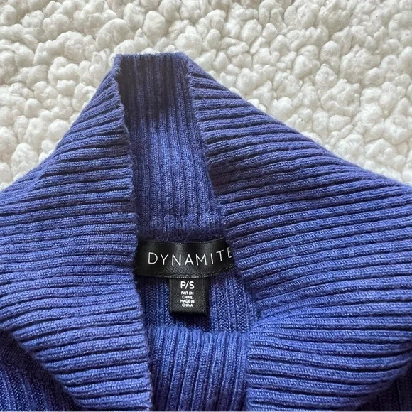 Dynamite Blue Ribbed  Turtleneck Sweater - Picture 2 of 5